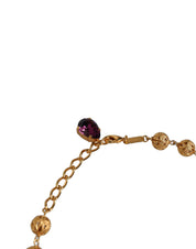 Gold Brass Mix Fiori Flowers Crystal Chain Necklace
