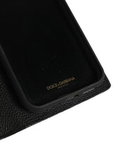Dolce & Gabbana Case Flip Cover Black Calf Leather iPhone11 PRO Phone Dolce & Gabbana