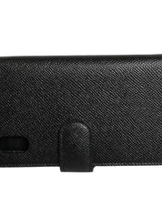 Case Flip Cover Black Calf Leather iPhone X - XS Phone