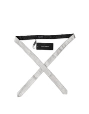 White Black Patterned Silk Adjustable Men Necktie Tie