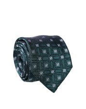 Dark Green Patterned Silk Adjustable Men Necktie Tie