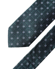 Dark Green Patterned Silk Adjustable Men Necktie Tie
