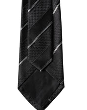 Black White Stripes 100% Silk Adjustable Men Necktie Tie