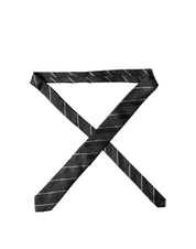 Black White Stripes 100% Silk Adjustable Men Necktie Tie