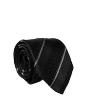 Black White Stripes 100% Silk Adjustable Men Necktie Tie