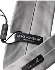 Gray Satin 100% Silk Adjustable Men Tied Necktie Tie