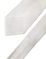 White Solid Silk Blend Adjustable Men Tied Necktie Tie