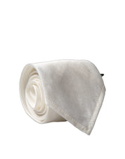 White Solid Silk Blend Adjustable Men Tied Necktie Tie