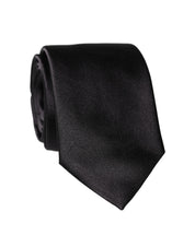 Black Solid 100% Silk Adjustable Men Tied Necktie Tie