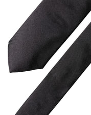 Black Solid 100% Silk Adjustable Men Tied Necktie Tie