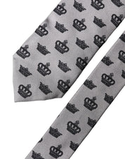 Gray Crown Fantasy Silk Adjustable Men Tied Necktie Tie