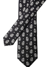 Black Paisley 100% Silk Adjustable Men Tied Necktie Tie