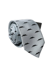 Light Gray Mustache Fantasy Silk Adjustable Necktie Tie