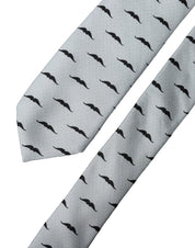 Light Gray Mustache Fantasy Silk Adjustable Necktie Tie