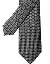 Black White Patterned Silk Adjustable Men Necktie Tie