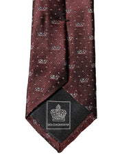 Burgundy Logo Monogram Silk Adjustable Men Necktie Tie