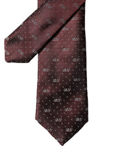 Burgundy Logo Monogram Silk Adjustable Men Necktie Tie