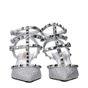Valentino Garavani Gray Leather Stiletto Heel Sandals