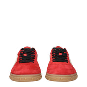Red Leather Low Top Sneakers