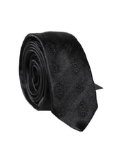 Black Patterned 100% Silk Adjustable Men Necktie Tie