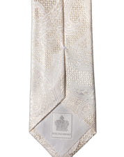 Off White Floral Silk Adjustable Men Tied Necktie Tie