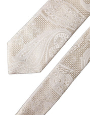 Off White Floral Silk Adjustable Men Tied Necktie Tie
