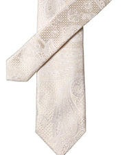 Off White Floral Silk Adjustable Men Tied Necktie Tie