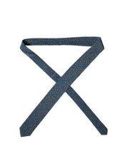 Blue Patterned 100% Silk Adjustable Men Tied Necktie Tie