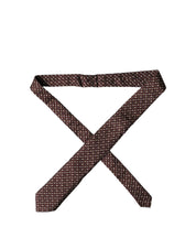 Burgundy Geometric Silk Adjustable Men Tied Necktie Tie