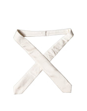 Off White Satin Silk Adjustable Women Tied Necktie Tie