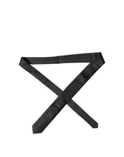 Black Solid Silk Satin Wide Adjustable Men Necktie Tie