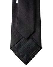Black Solid Silk Satin Wide Adjustable Men Necktie Tie