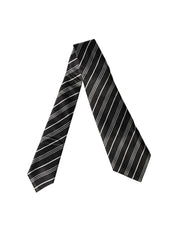 Black White Stripes Silk Adjustable Women Necktie Tie