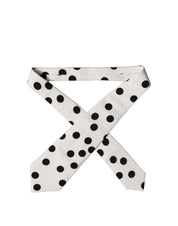 White Black Polka Dot Silk Adjustable Women Necktie Tie