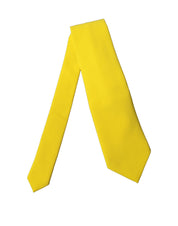 Yellow Solid Polyester Adjustable Women Tied Necktie Tie