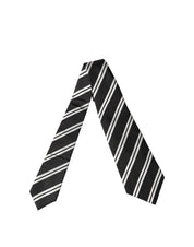 Black White Stripes Silk Adjustable Women Necktie Tie