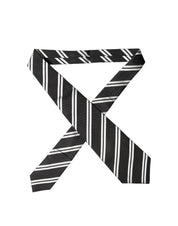 Black White Stripes Silk Adjustable Women Necktie Tie
