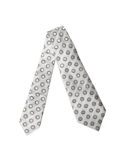 White Gray Polka Dot Silk Adjustable Women Necktie Tie