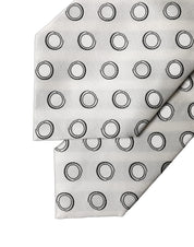 White Gray Polka Dot Silk Adjustable Women Necktie Tie