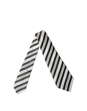 Black White Stripes Silk Adjustable Women Necktie Tie