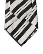 Black White Stripes Silk Adjustable Women Necktie Tie