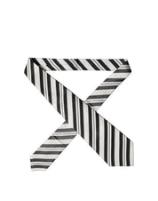 Black White Stripes Silk Adjustable Women Necktie Tie