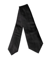 Black Satin Silk Blend Adjustable Women Tied Necktie Tie