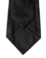 Black Satin Silk Blend Adjustable Women Tied Necktie Tie
