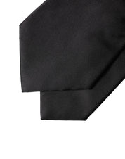 Black Satin Silk Blend Adjustable Women Tied Necktie Tie