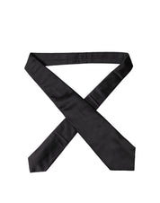 Black Satin Silk Blend Adjustable Women Tied Necktie Tie
