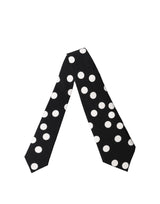 Black White Polka Dot Silk Adjustable Women Necktie Tie