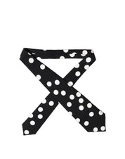 Black White Polka Dot Silk Adjustable Women Necktie Tie
