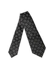Black White Polka Dot Silk Adjustable Women Necktie Tie