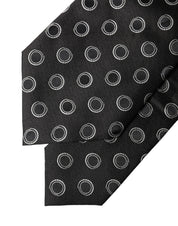 Black White Polka Dot Silk Adjustable Women Necktie Tie